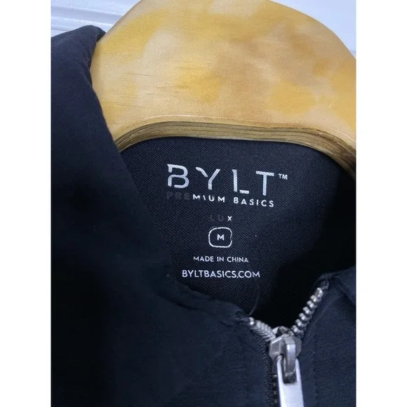 BYLT Mens Lux Zip Short Sleeve Polo Black Medium - Picture 4 of 7